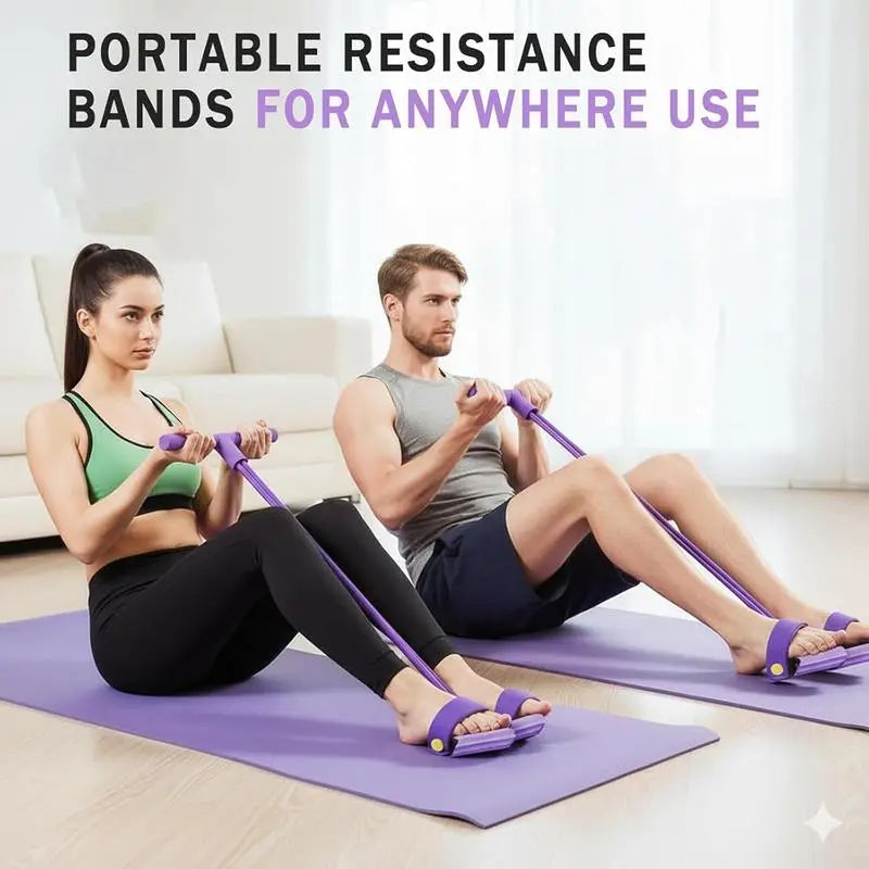 Multi-Functional Pedal Resistance Band Trainer – Portable Foot Pedal Fitness Equipment Home Gym Full Body Workout Machine, Exercise Sit-Ups, Yoga, Abdominal Training