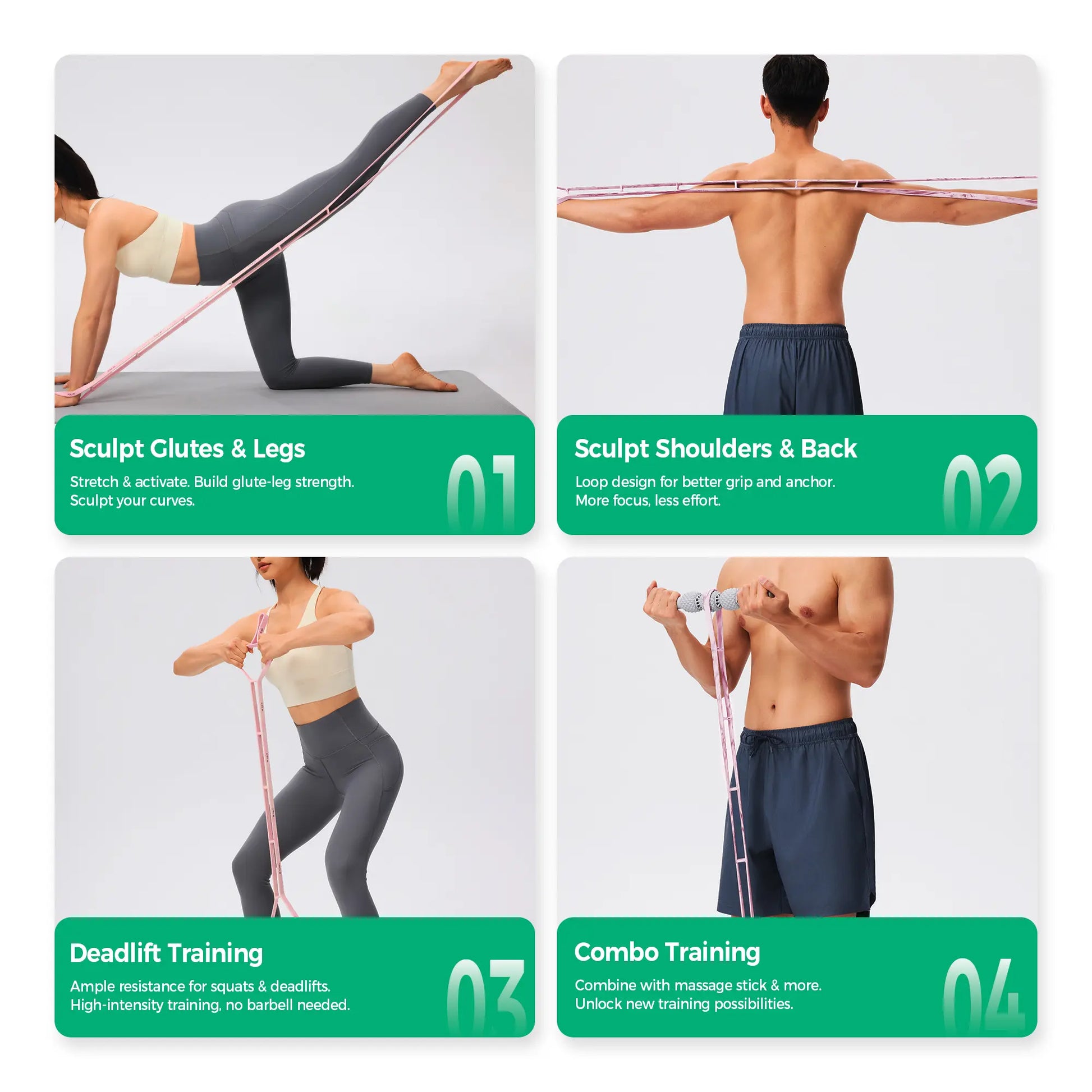 Adjustable Resistance Bands for Strength Training (30-100 lbs) - Home Workouts, Physical Therapy, and Muscle Recovery for Men and Women