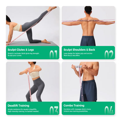 Adjustable Resistance Bands for Strength Training (30-100 lbs) - Home Workouts, Physical Therapy, and Muscle Recovery for Men and Women