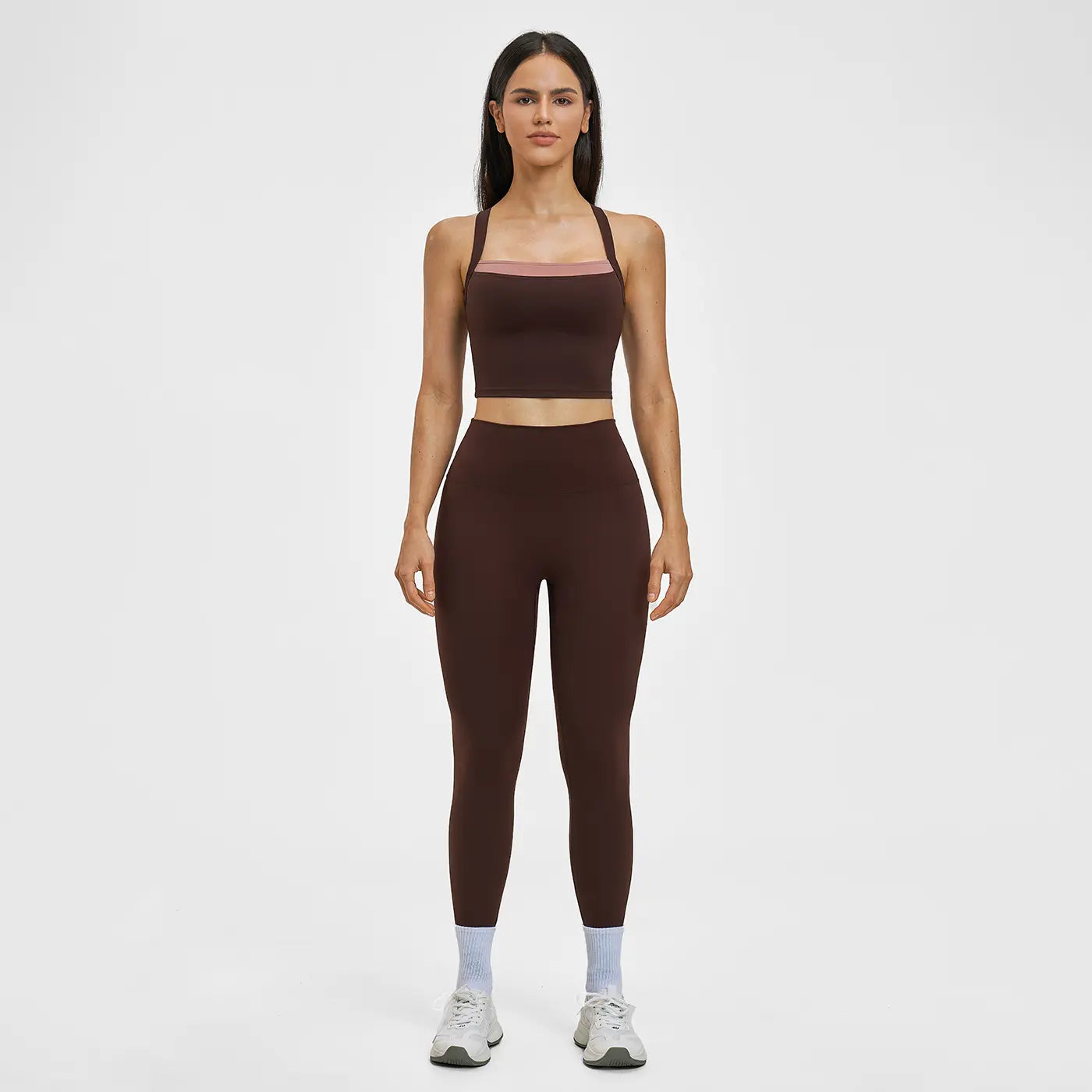MFVIM Women’S Cross-Back Yoga Outfit Featuring High-Waisted Quick-Dry Pants and a Color-Block Spaghetti-Strap Cropped Top; Casual Fitness Apparel for Women Suitable for the Gym., Sports Clothing Set, Athletic Fashion Activewear
