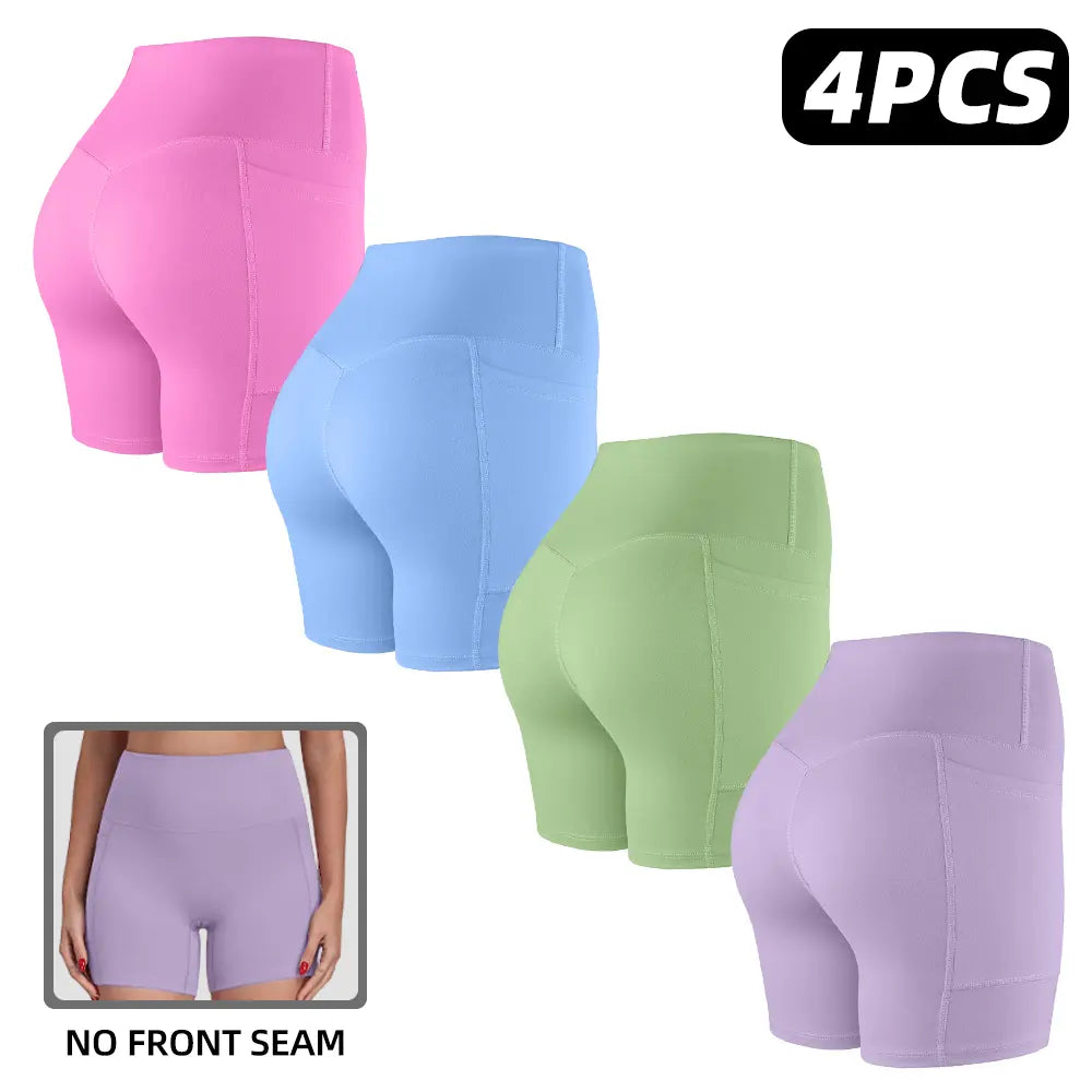 Tummy Control & Butt Lifting Shorts S-2XL - 2026 No Front Seam 5'' Yoga Shorts with Pockets Elastic Waistband Gym Running Daily Wear