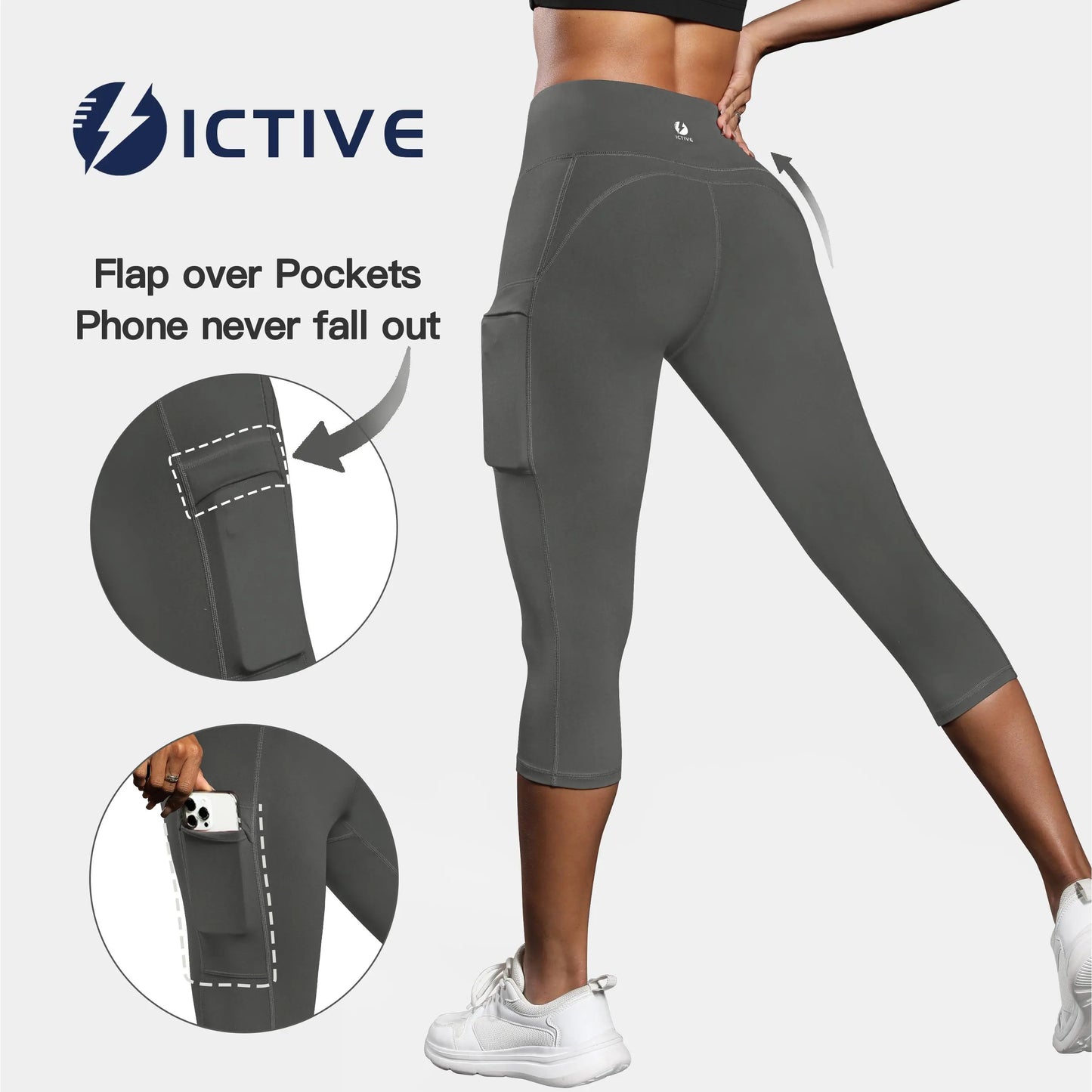Women'S Capris Yoga Pants with Pockets Running Pilates Fitness Running High Waisted Leggings