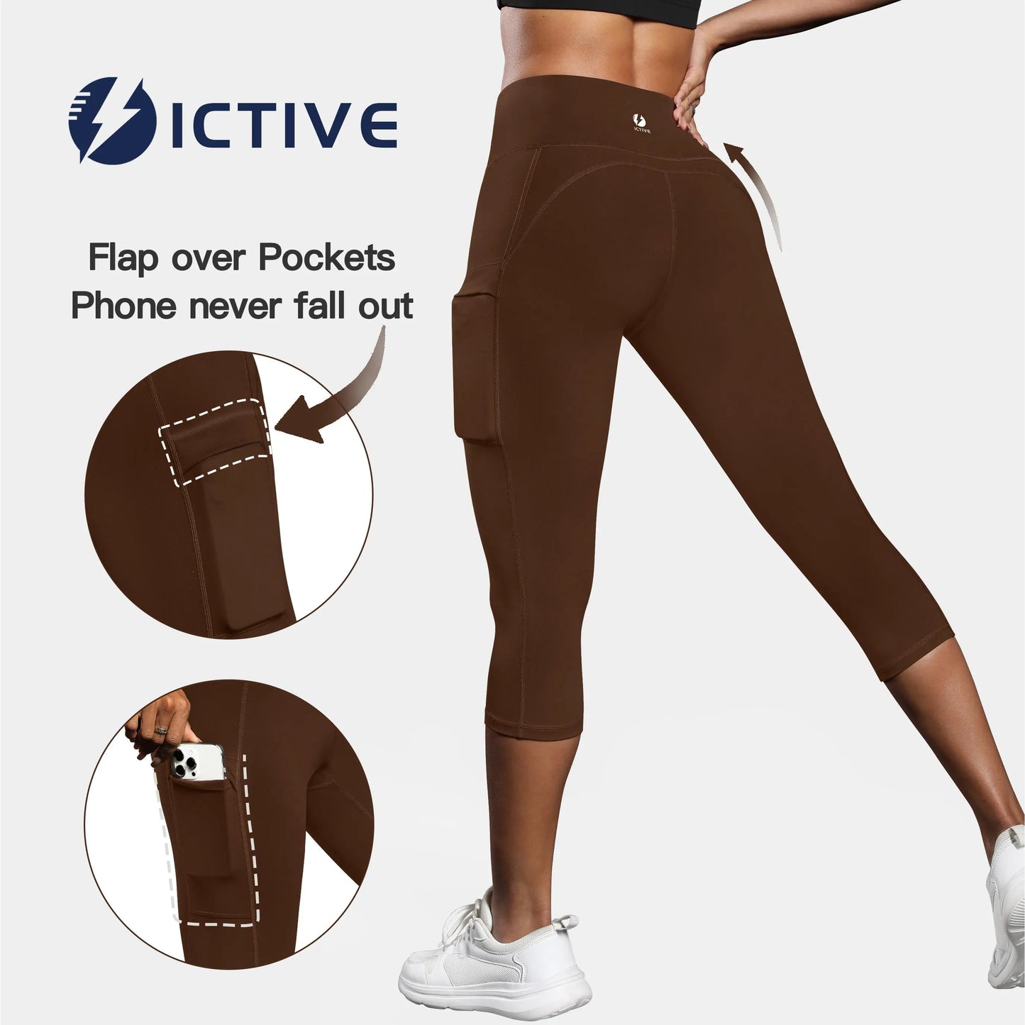 Women'S Capris Yoga Pants with Pockets Running Pilates Fitness Running High Waisted Leggings