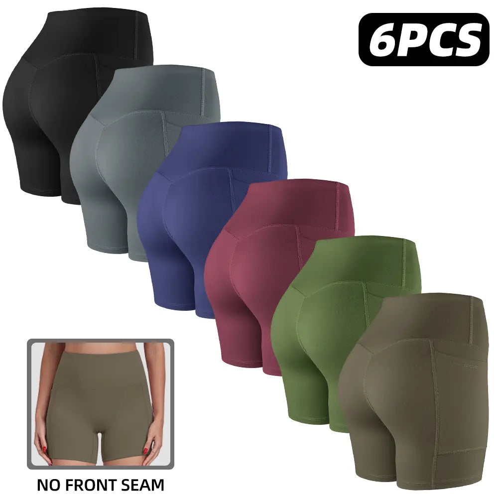 Tummy Control & Butt Lifting Shorts S-2XL - 2026 No Front Seam 5'' Yoga Shorts with Pockets Elastic Waistband Gym Running Daily Wear