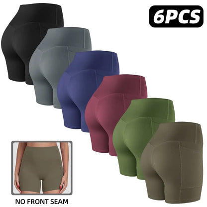 Tummy Control & Butt Lifting Shorts S-2XL - 2026 No Front Seam 5'' Yoga Shorts with Pockets Elastic Waistband Gym Running Daily Wear