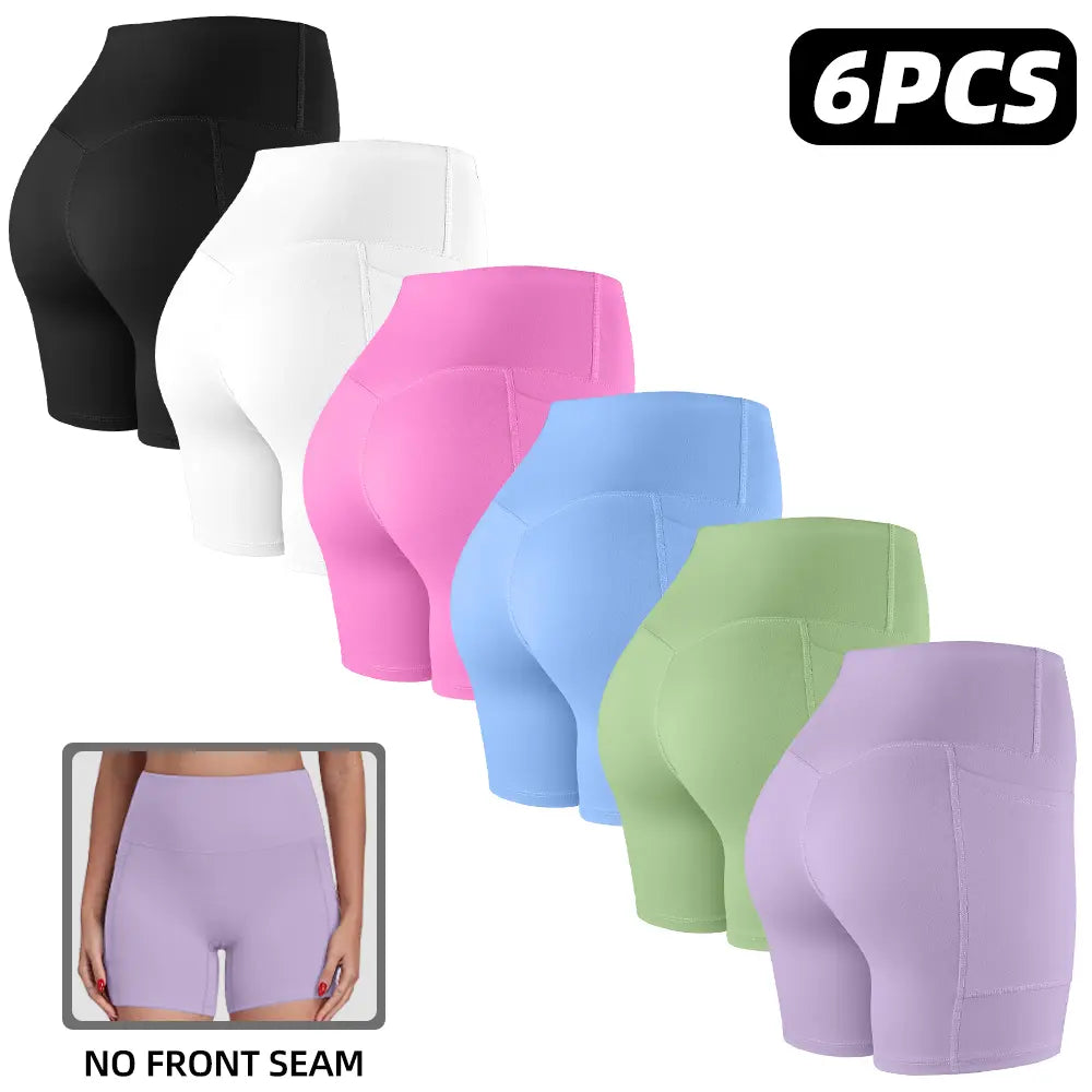 Tummy Control & Butt Lifting Shorts S-2XL - 2026 No Front Seam 5'' Yoga Shorts with Pockets Elastic Waistband Gym Running Daily Wear