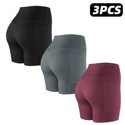 Tummy Control & Butt Lifting Shorts S-2XL - 2026 No Front Seam 5'' Yoga Shorts with Pockets Elastic Waistband Gym Running Daily Wear