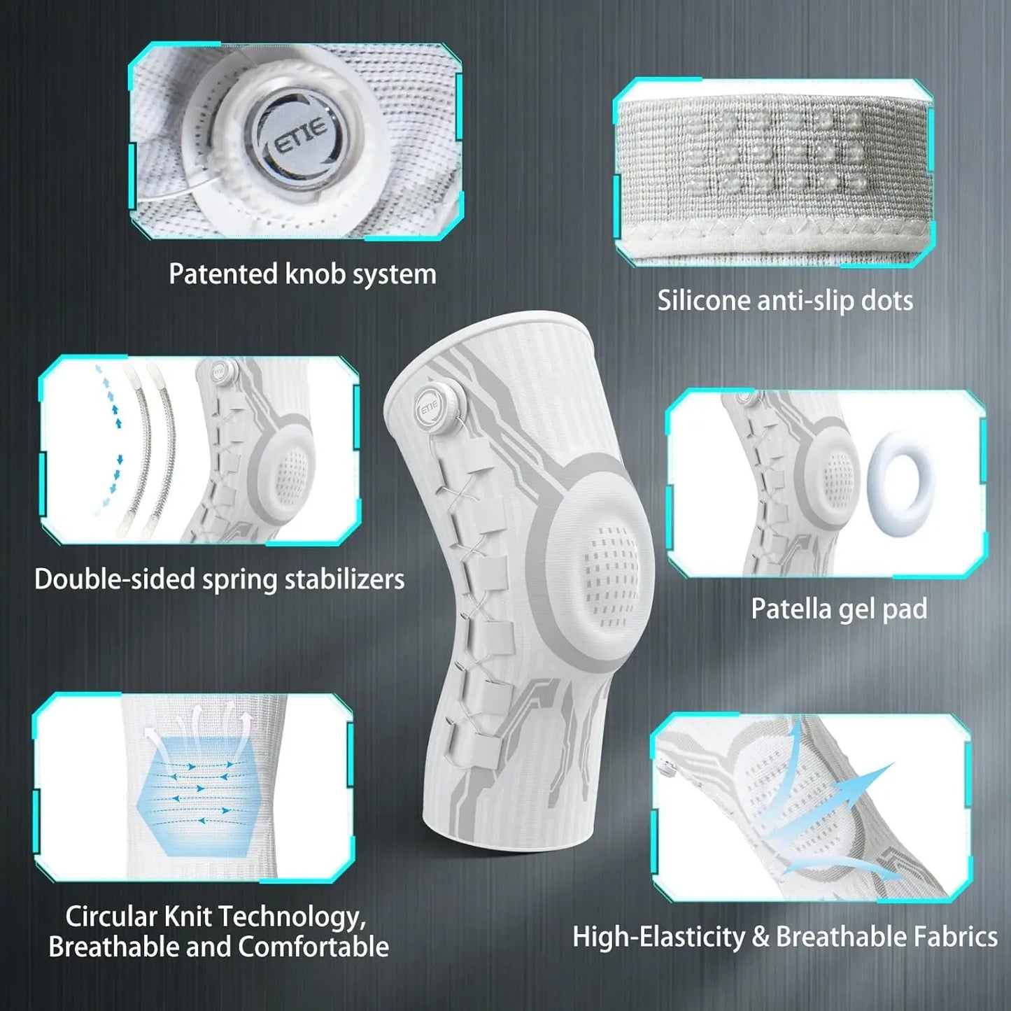 Knob Knee Brace for Pain Relief, Knee Support with Patella Gel Pad & Side Stabilizers, Compression Knee Sleeve for Workout, Arthritis, Joint Pain, Meniscus Tear