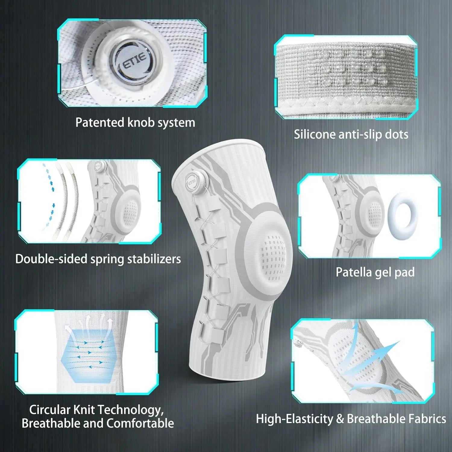 Knob Knee Brace for Pain Relief, Knee Support with Patella Gel Pad & Side Stabilizers, Compression Knee Sleeve for Workout, Arthritis, Joint Pain, Meniscus Tear
