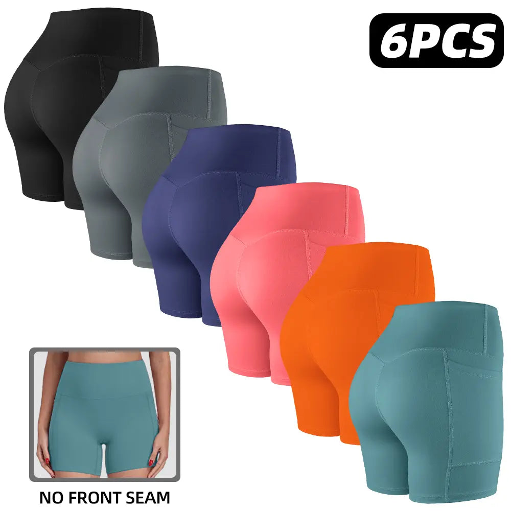 Tummy Control & Butt Lifting Shorts S-2XL - 2026 No Front Seam 5'' Yoga Shorts with Pockets Elastic Waistband Gym Running Daily Wear