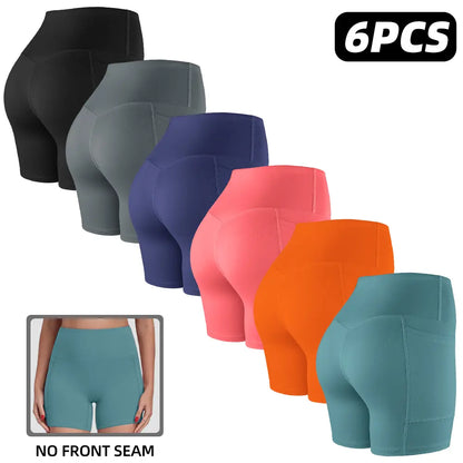 Tummy Control & Butt Lifting Shorts S-2XL - 2026 No Front Seam 5'' Yoga Shorts with Pockets Elastic Waistband Gym Running Daily Wear