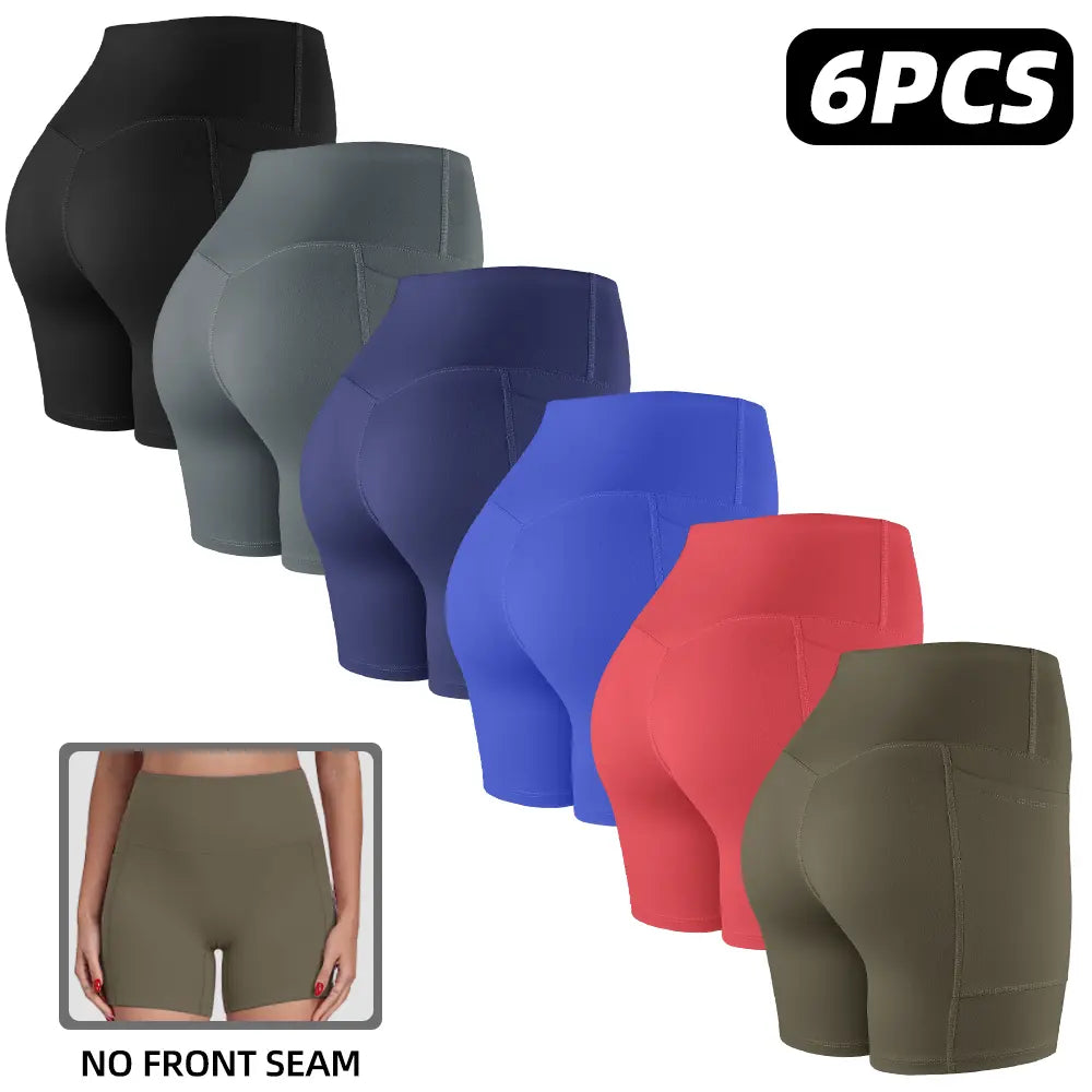 Tummy Control & Butt Lifting Shorts S-2XL - 2026 No Front Seam 5'' Yoga Shorts with Pockets Elastic Waistband Gym Running Daily Wear