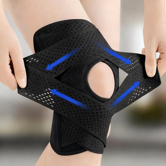 Knee Brace with Side Stabilizers for Meniscal Tear Knee Pain ACL MCL Arthritis Injuries Recovery, Breathable Adjustable Knee Support for Men and Women Black Healthcare Side Staoilizer Knee Compression Wrap