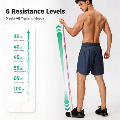 Adjustable Resistance Bands for Strength Training (30-100 lbs) - Home Workouts, Physical Therapy, and Muscle Recovery for Men and Women