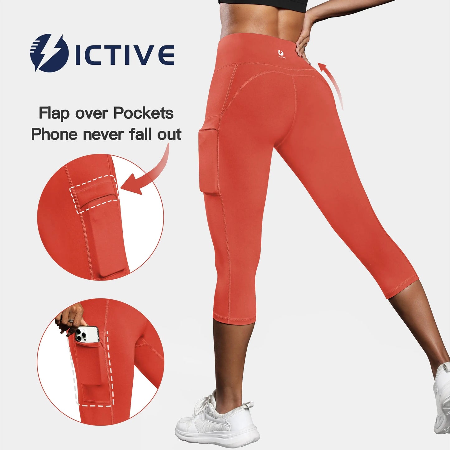 Women'S Capris Yoga Pants with Pockets Running Pilates Fitness Running High Waisted Leggings