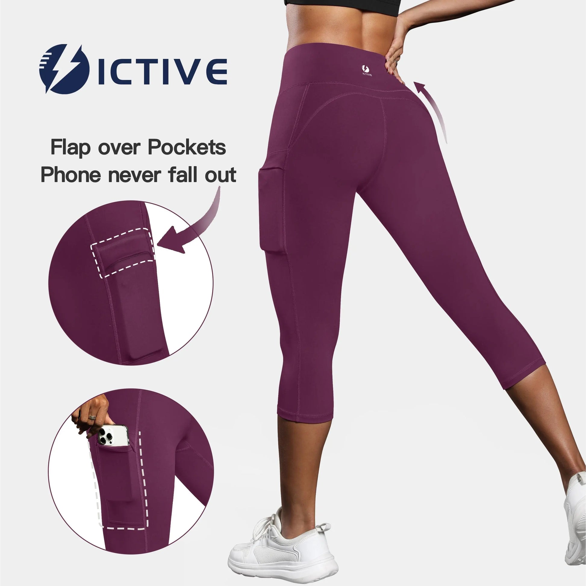 Women'S Capris Yoga Pants with Pockets Running Pilates Fitness Running High Waisted Leggings