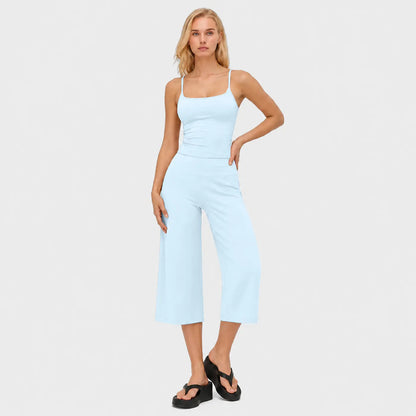 MFVIM Women'S 2-Piece Athleisure Workout Set - Slimming Camisole Yoga Tank Top, High-Waisted Quick-Dry Slim-Fit Mid-Length Shorts for Outdoor Running, Gym Sets