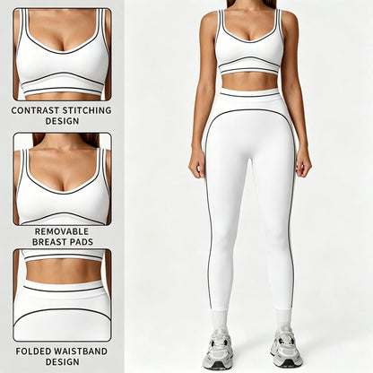 Women'S Two-Piece Sports Suit, Comfortable Activewear, Suitable for Fitness and Gym, Everyday Sportswear, Summer Sportswear, Yoga Pants, Sporty Casual Seamless Design
