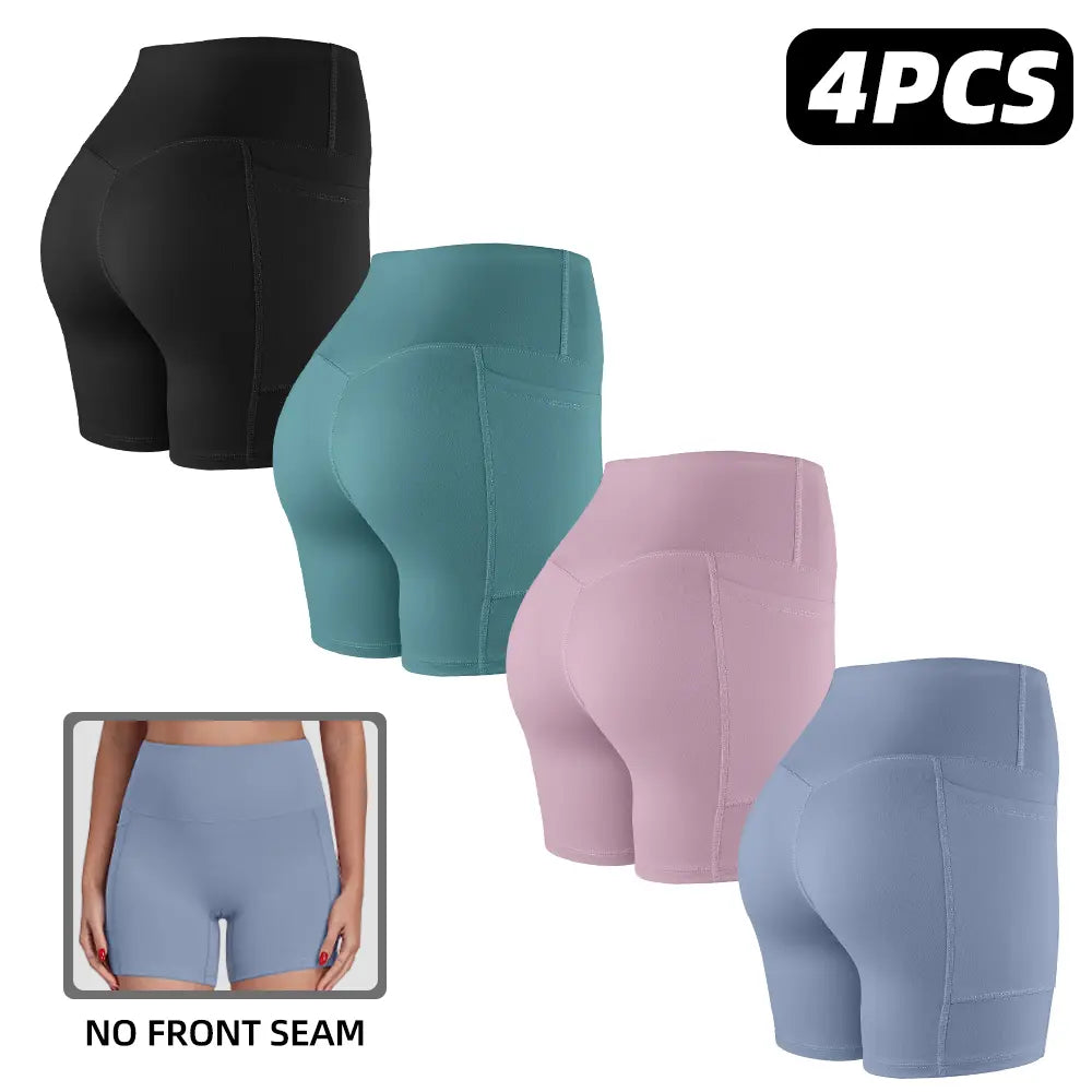 Tummy Control & Butt Lifting Shorts S-2XL - 2026 No Front Seam 5'' Yoga Shorts with Pockets Elastic Waistband Gym Running Daily Wear