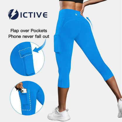 Women'S Capris Yoga Pants with Pockets Running Pilates Fitness Running High Waisted Leggings