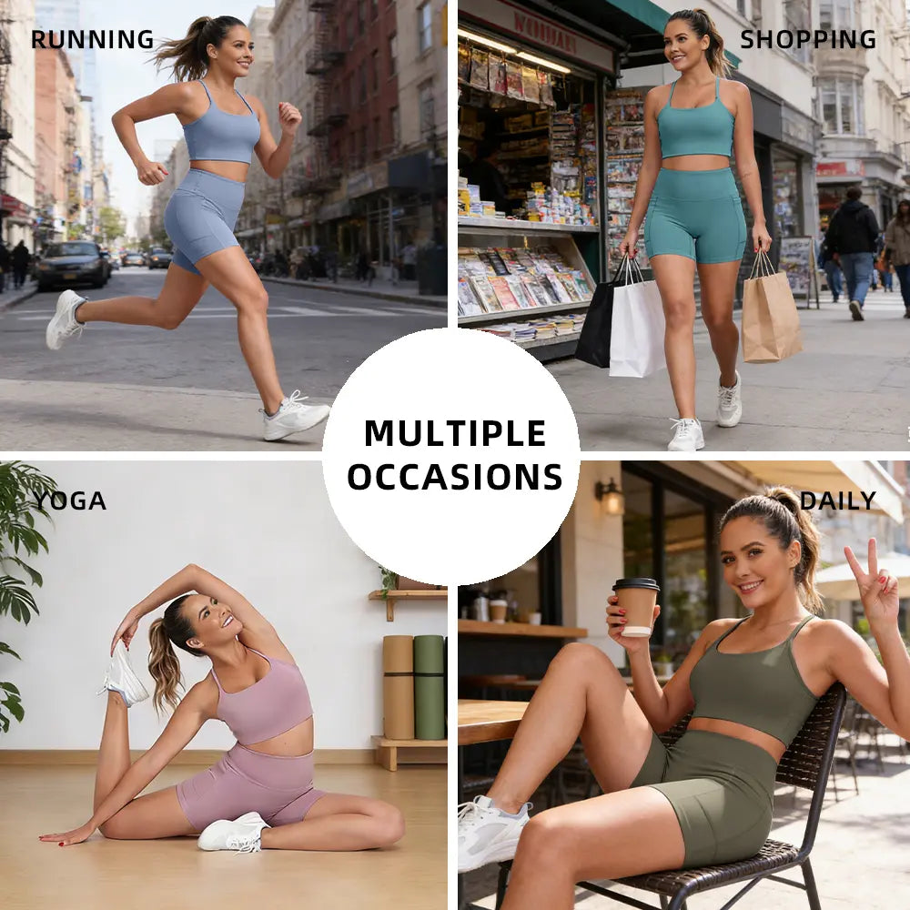 Tummy Control & Butt Lifting Shorts S-2XL - 2026 No Front Seam 5'' Yoga Shorts with Pockets Elastic Waistband Gym Running Daily Wear