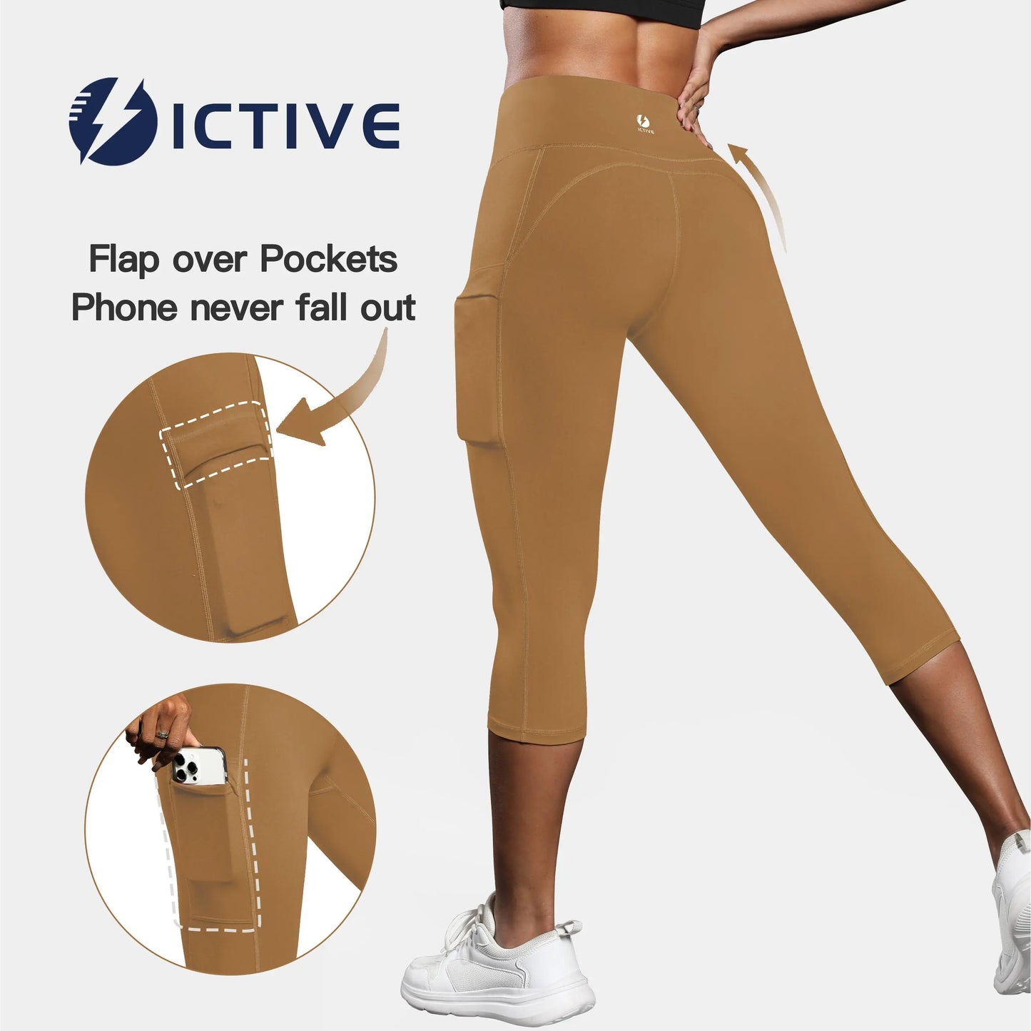 Women'S Capris Yoga Pants with Pockets Running Pilates Fitness Running High Waisted Leggings